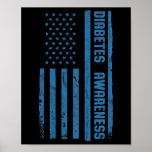 Diabetes Awareness Month American Flag T1 Poster