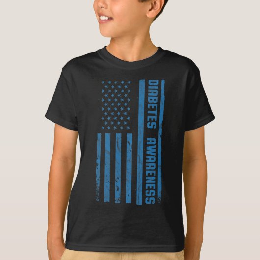 Diabetes Awareness Month American Flag T1 T-shirt (Voorkant)