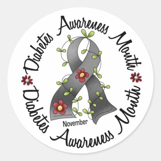 Diabetes Awareness Month Bloemlint 3 Ronde Sticker (Voorkant)