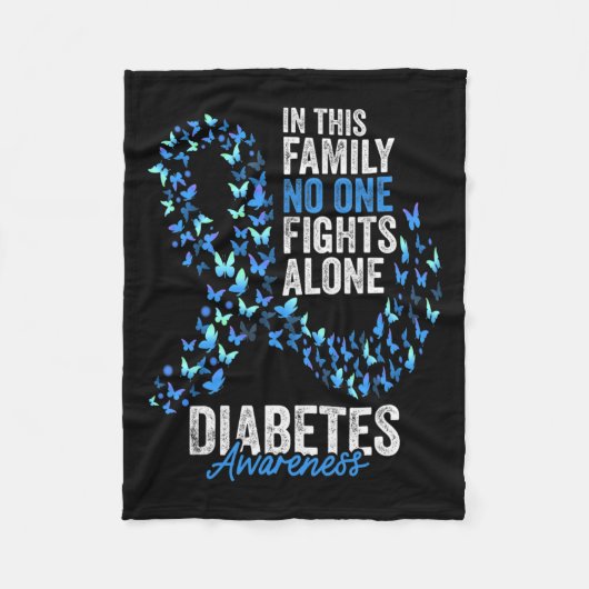 Diabetes Awareness Month Butterflies Blue Ribbon Fleece Deken (Voorkant)