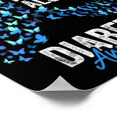 Diabetes Awareness Month Butterflies Blue Ribbon Poster (Hoek)