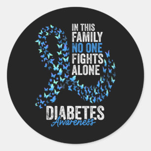Diabetes Awareness Month Butterflies Blue Ribbon Ronde Sticker