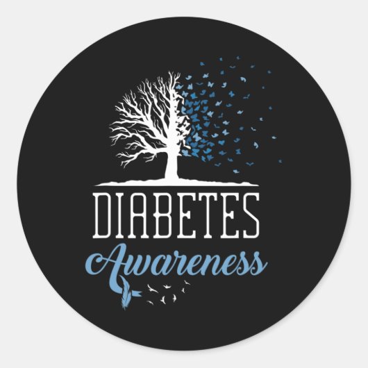 Diabetes Awareness Month  Butterfly T1 T2 Ronde Sticker (Voorkant)