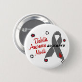 Diabetes Awareness Month Gray Ribbon 1.1 Ronde Button 5,7 Cm (Voorkant /achterkant)