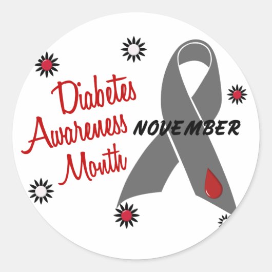 Diabetes Awareness Month grijs lint 1.1 Ronde Sticker (Voorkant)
