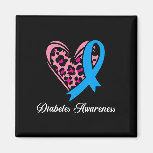 Diabetes Awareness Month Heart Blue Ribbon Vrouwen Magneet