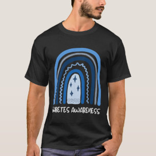 Diabetes Awareness Month November Blue Rainbow Rib T-shirt