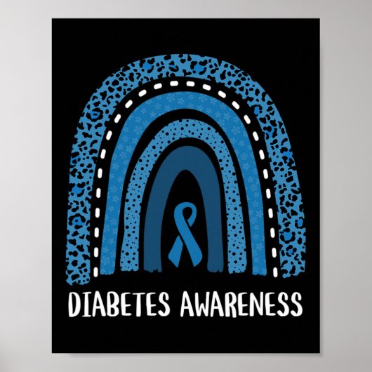 Diabetes Awareness Month Retro Rainbow T1 T2 1 Poster (Voorkant)