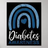 Diabetes Awareness Month Retro Rainbow T1 T2 Poster (Voorkant)