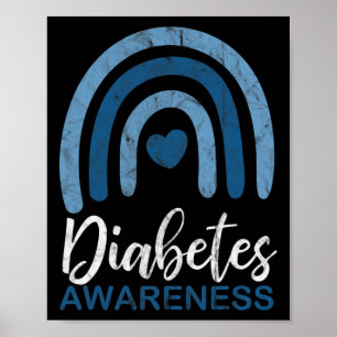 Diabetes Awareness Month Retro Rainbow T1 T2 Poster