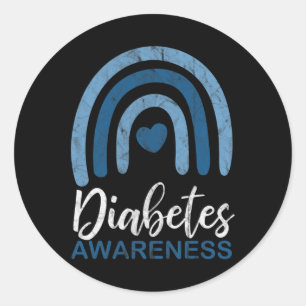 Diabetes Awareness Month Retro Rainbow T1 T2 Ronde Sticker
