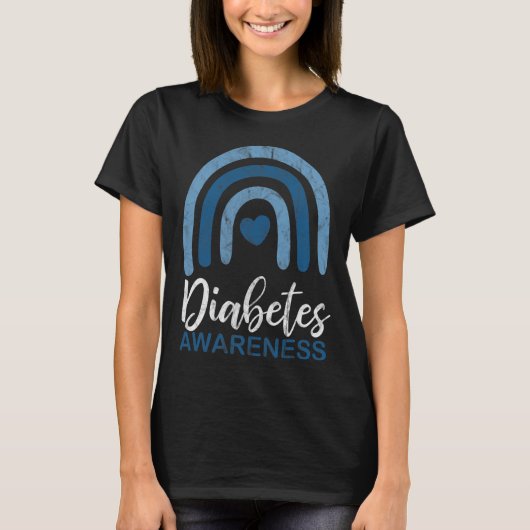Diabetes Awareness Month Retro Rainbow T1 T2 T-shirt (Voorkant)