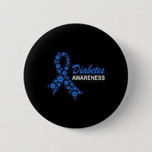 Diabetes Awareness Month Ribbon Flowers Women Ronde Button 5,7 Cm