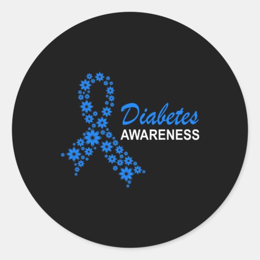 Diabetes Awareness Month Ribbon Flowers Women Ronde Sticker (Voorkant)