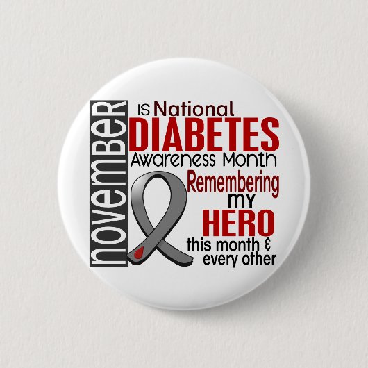Diabetes Awareness Month Ribbon I2.2 Ronde Button 5,7 Cm (Voorkant)