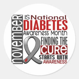 Diabetes Awareness Month Ribbon I2.5 Ronde Sticker