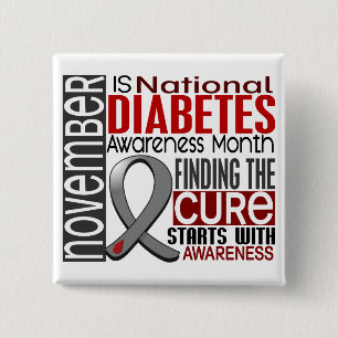 Diabetes Awareness Month Ribbon I2.5 Vierkante Button 5,1 Cm
