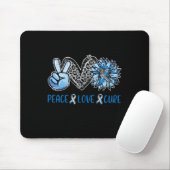 Diabetes Awareness Peace Love Cure Leopard Blue Su Muismat (Met muis)