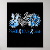 Diabetes Awareness Peace Love Cure Leopard Blue Su Poster (Voorkant)