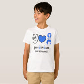 Diabetes Awareness Peace Love Cure We Draag Blue T-shirt (Voorkant volledig)