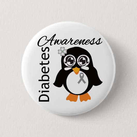 Diabetes Awareness Penguin Ronde Button 5,7 Cm (Voorkant)