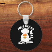 Diabetes Awareness Quote Racoon Feral Like My Bloo Sleutelhanger (Voorkant)
