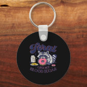Diabetes Awareness Racoon Feral Like My Blood Suga Sleutelhanger (Voorkant)