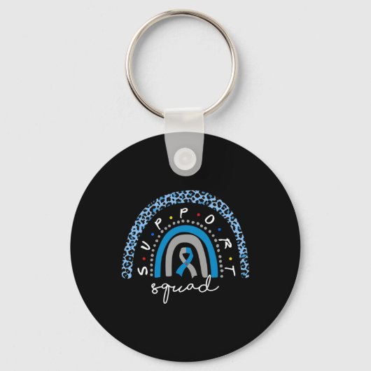Diabetes Awareness Rainbow Leopard Support Squad B Sleutelhanger (Voorkant)