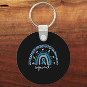 Diabetes Awareness Rainbow Leopard Support Squad B Sleutelhanger (Voorkant)
