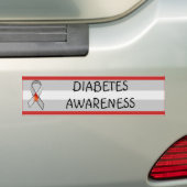 Diabetes Awareness Red and Grey Awareness Ribbon Bumpersticker (Op auto)