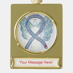 Diabetes Awareness Ribbon Angel Art Ornament Verguld Banner Ornament