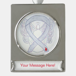 Diabetes Awareness Ribbon Angel Art Ornament Verzilverd Banner Ornament
