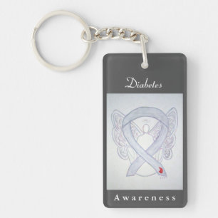 Diabetes Awareness Ribbon Angel Art Sleutelhangers