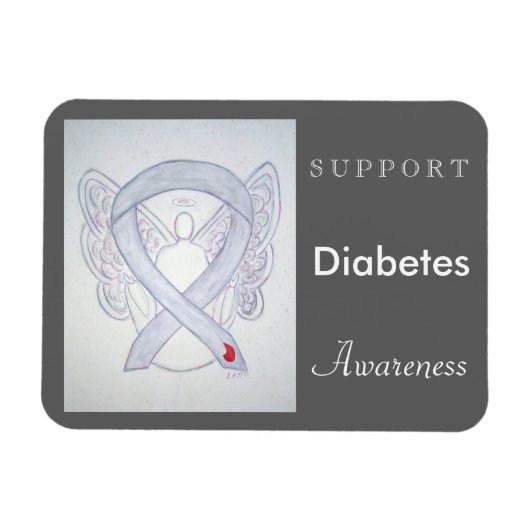 Diabetes Awareness Ribbon Angel Custom Magnet Magneet (Horizontaal)