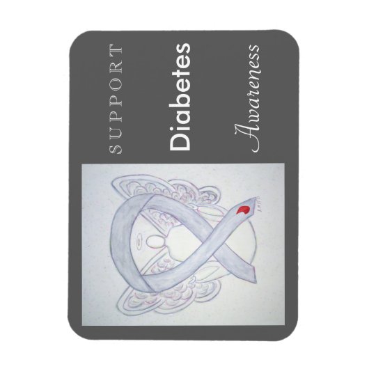 Diabetes Awareness Ribbon Angel Custom Magnet Magneet (Verticaal)