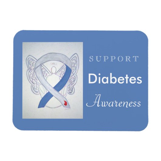Diabetes Awareness Ribbon Angel Custom Magnet Magneet (Horizontaal)