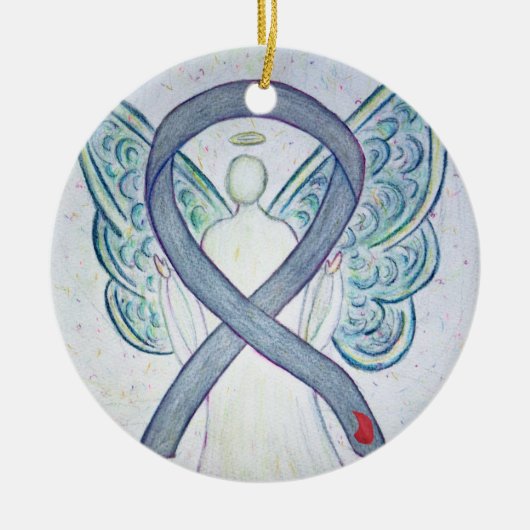 Diabetes Awareness Ribbon Angel Custom Ornament (Voorkant)