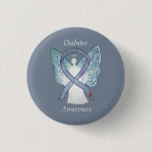 Diabetes Awareness Ribbon Angel Gepersonaliseerd A Ronde Button 3,2 Cm (Voorkant)