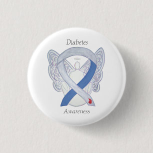 Diabetes Awareness Ribbon Angel Gepersonaliseerd A Ronde Button 3,2 Cm