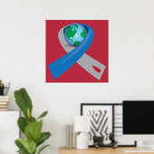 Diabetes Awareness Ribbon Around the World Poster (Thuiskantoor)