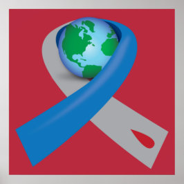 Diabetes Awareness Ribbon Around the World Poster