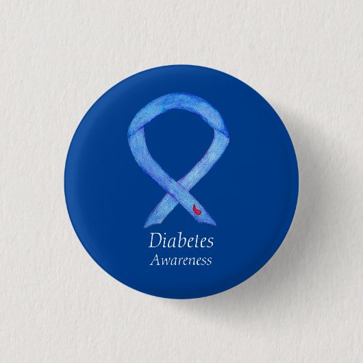 Diabetes Awareness Ribbon Art Custom Button Pin (Voorkant)
