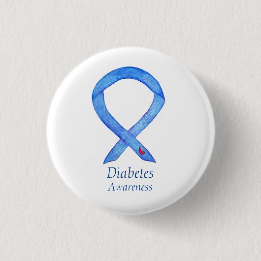 Diabetes Awareness Ribbon Art Custom Button Pins (Voorkant)