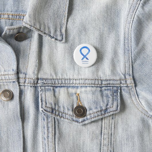 Diabetes Awareness Ribbon Art Custom Button Pins (In situ)