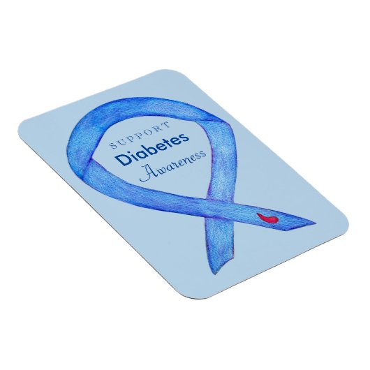 Diabetes Awareness Ribbon Art Custom Fridge Magnet Magneet (Rechterzijde)