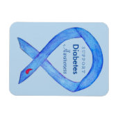 Diabetes Awareness Ribbon Art Custom Fridge Magnet Magneet (Horizontaal)