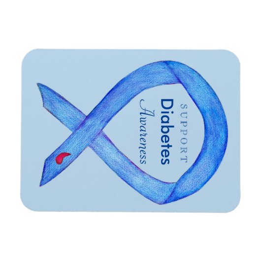 Diabetes Awareness Ribbon Art Custom Fridge Magnet Magneet (Horizontaal)