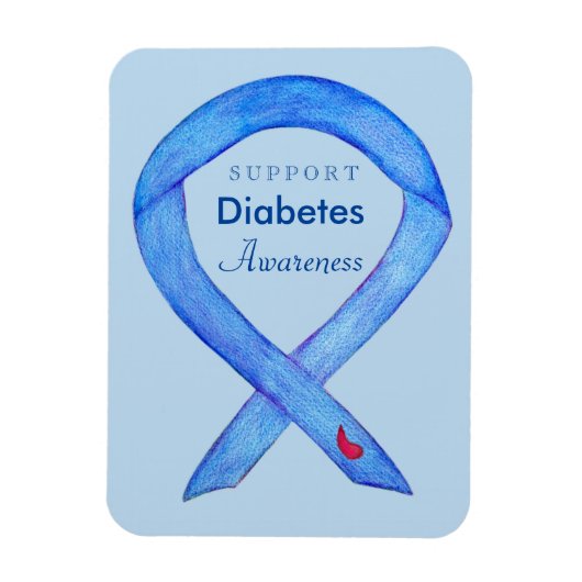 Diabetes Awareness Ribbon Art Custom Fridge Magnet Magneet (Verticaal)
