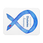 Diabetes Awareness Ribbon Art Custom Fridge Magnet Magneet (Horizontaal)