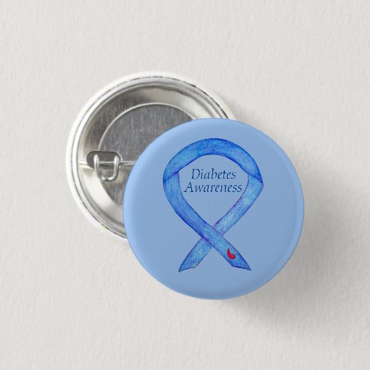 Diabetes Awareness Ribbon Art Custom Pin Button (Voorkant /achterkant)
